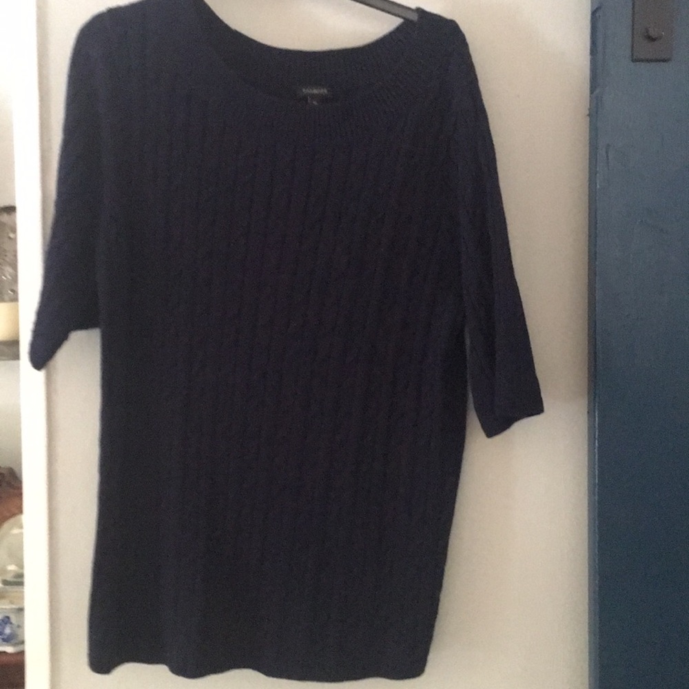 Talbots navy cable knit top
